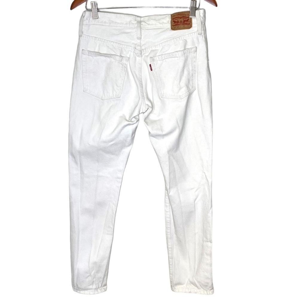 LEVI'S 501 Original Fit White Distressed Straight Leg Jeans - Picture 9 of 15